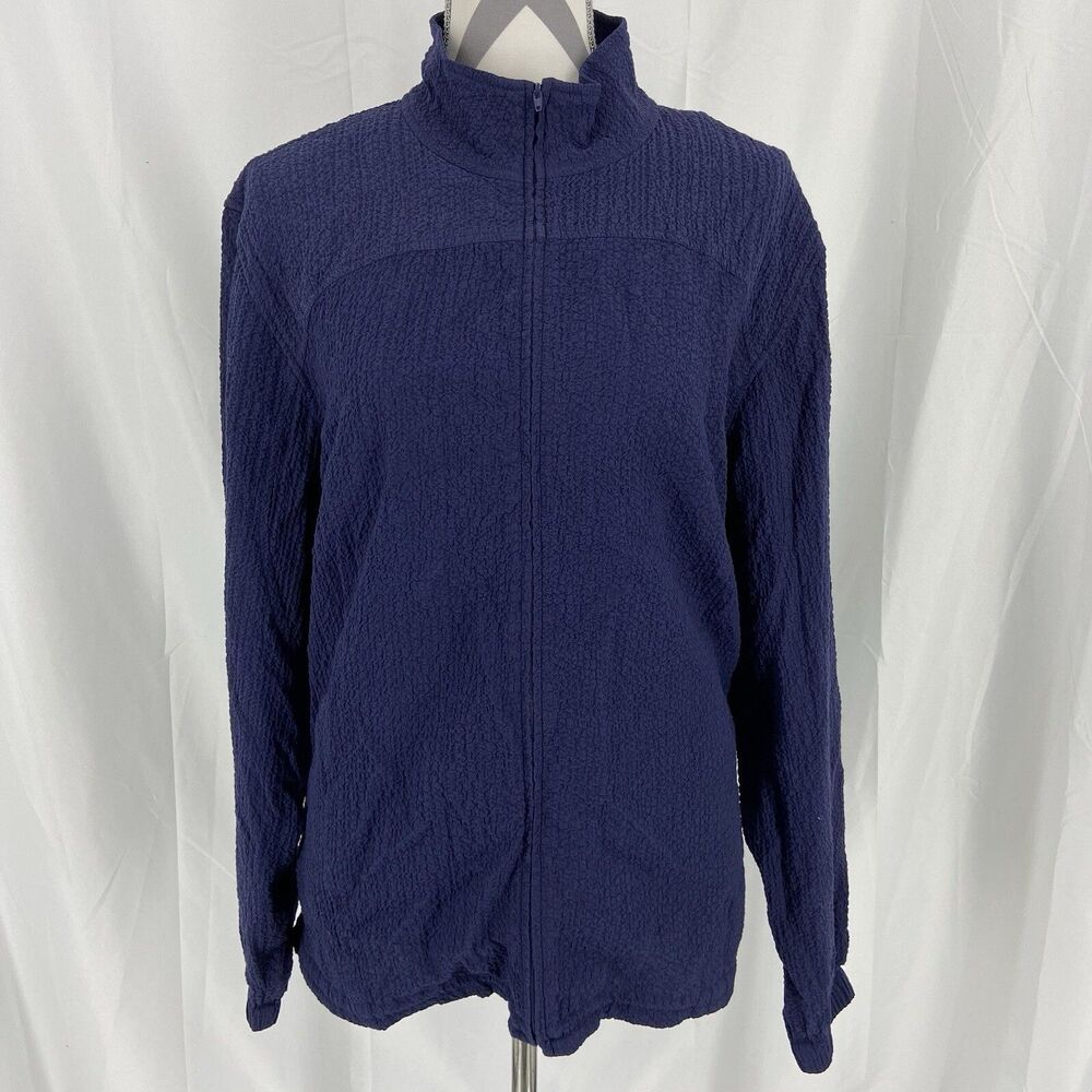 Orvis Jacket Womens XL Blue Full Zip Lightweight Stretch + Pockets Outdoors